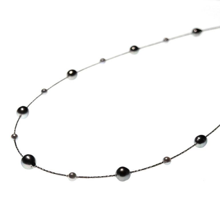 タヒチ黒蝶真珠 バロック 8-10.1mm + アコヤナチュラルグレー 5.5-6mm 