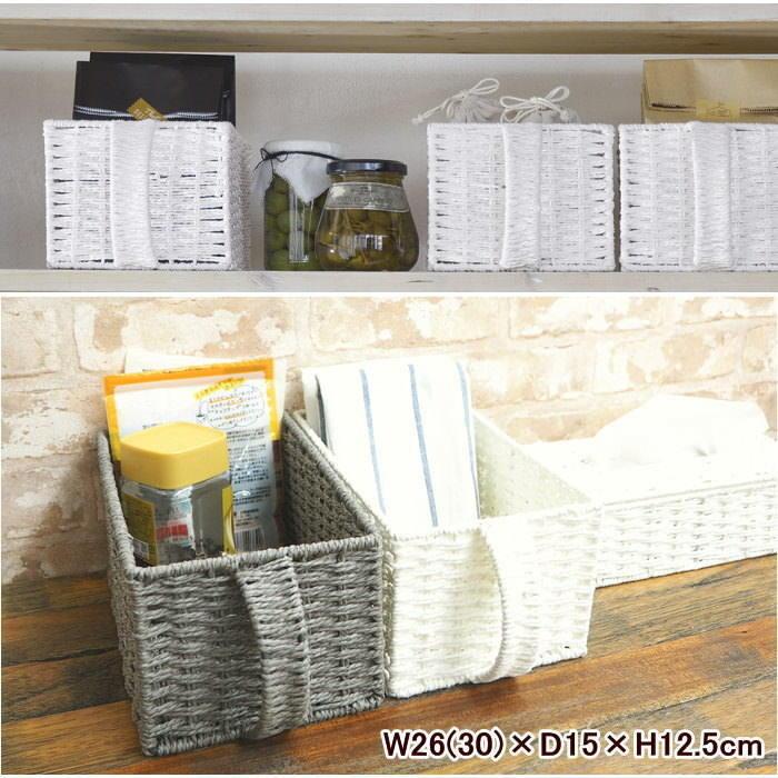 即出荷 ホワイト 収納 かご バスケット ペーパーバスケット PANTRY BASKET パントリーバスケットM W20(24)×D15×H12.5cm ハンドル付き CH-539WH ちどり産業｜e-pitch｜02