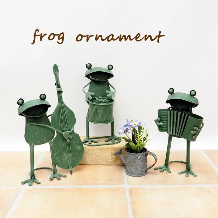 カエル　楽器・置物　3つ ブリキ カエル 楽器シリーズ アコーディオン 4884 かえる かわいい