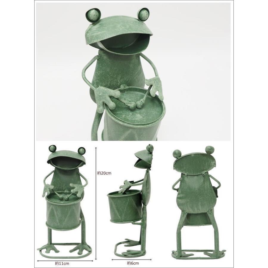 ドラム カエル ブリキ かえる 置物 蛙 楽器 ガーデン 庭 風水 店舗