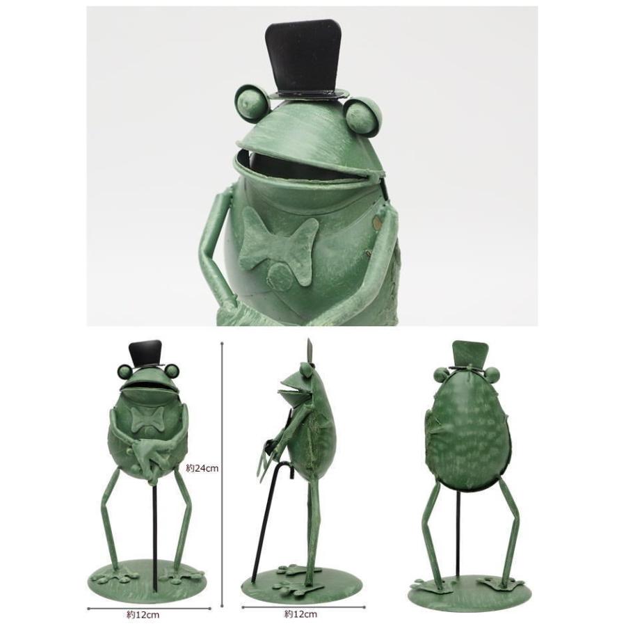 ストレッチ カエル 置物 ブリキ ガーデニング 蛙 オブジェ