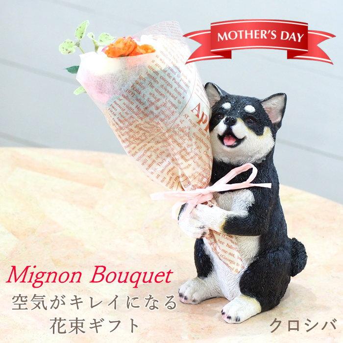 クロシバ 母の日 プレゼント ギフト ブーケ 花束 造花 植物 観葉植物 オブジェ 置物 犬 イヌ かわいい CTミニョンブーケ 4208673-05 丸和貿易（Yahoo!・ガーデニングとおしゃれ雑貨のピッチ）