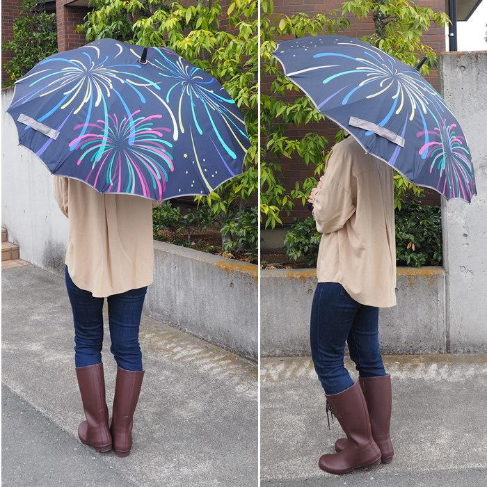 シームレス傘 花チーフ レディース おしゃれ 16本骨 雨傘 長傘