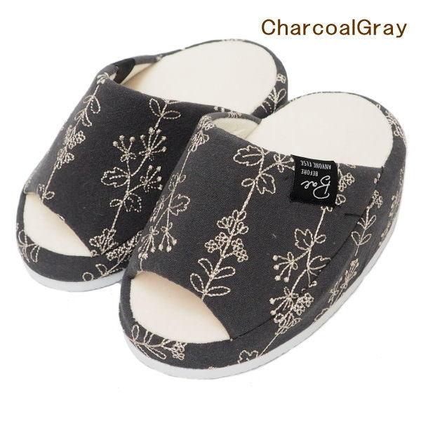 送料無料お手入れ要らず 即出荷 ボタニカル刺繍 Cgray スリッパ レディース 健康スリッパ ルームシューズ ストレッチ かわいい 室内履き おしゃれ ダイエットスリッパ 41 1023