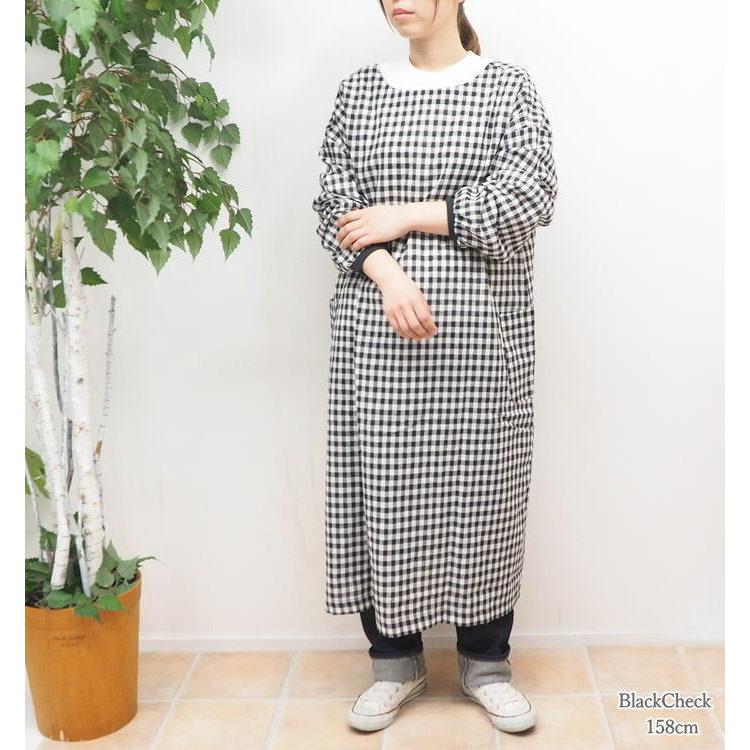Sumikuro エプロン 割烹着 袖付き スモック コットンリネン おしゃれ