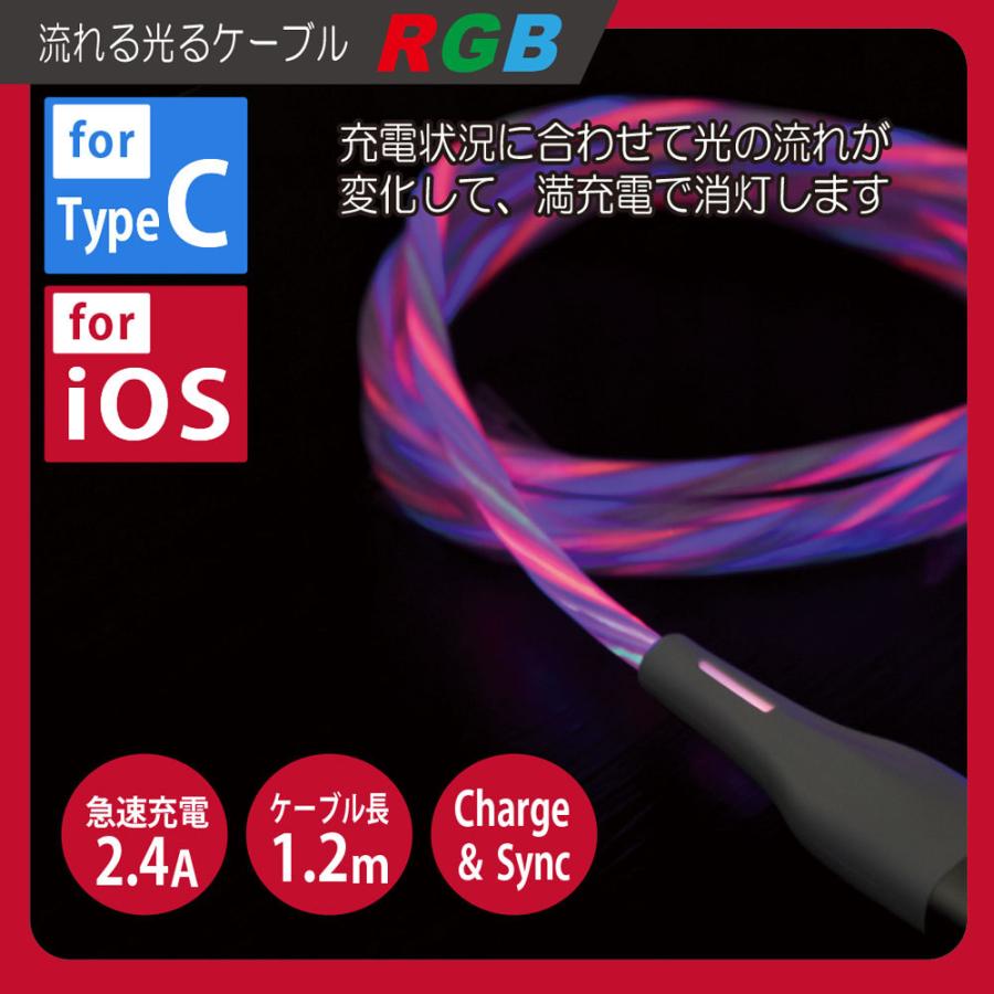 充電速度に比例して光が点滅する充電ケーブル RGB for iOS FLTRGB-IC 日本トラストテクノロジー イープレジールPayPayモール店  - 通販 - PayPayモール