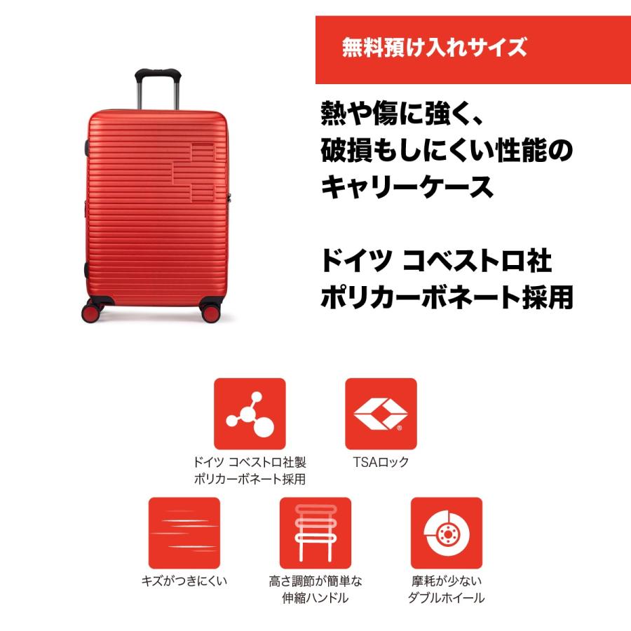 スーツケース Lサイズ 1週間以上 キャリーケース スイスミリタリー 赤 カバー付 TSAロック コロリス SM-HB926-TR｜e-plaisir-shop｜05