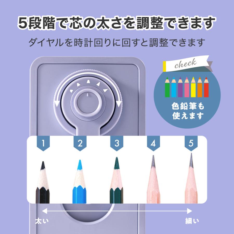 鉛筆削り 手動 芯太5段階 コンパクト 小型 ミニ 卓上 シンプル おしゃれ グレー nusign deliジャパン DLI-NPS077GY | deli（文房具） | 02