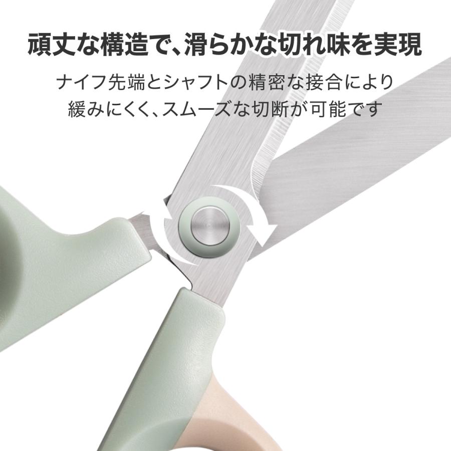 ハサミ はさみ バイカラー おしゃれ 事務用品 湾曲刃で切りやすい ステンレス製 錆びにくい 防錆 オフィス グリーン 緑 nusign deliジャパン DLI-NSC056GR | deli（文房具） | 02