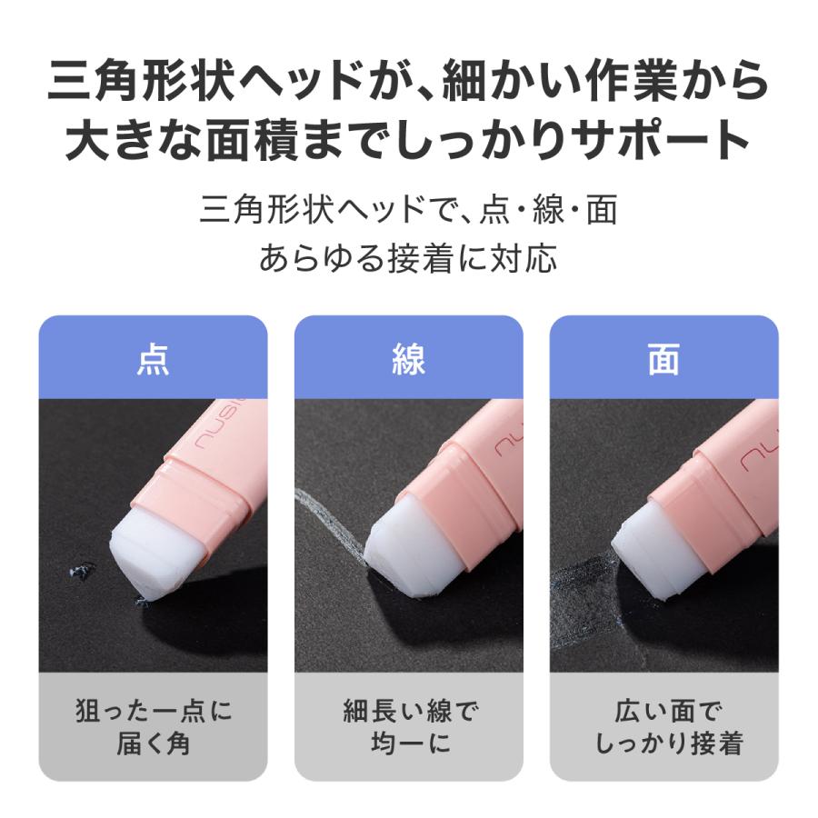 のり スティックのり 強粘着 三角形状で塗りやすい 転がらない おしゃれ かわいい ブルー 青 nusign DLI-NGS142BL | deli（文房具） | 01