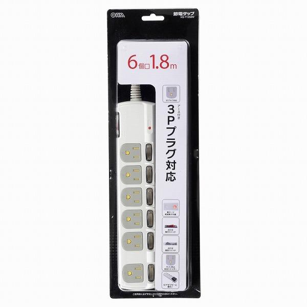 オーム電機製節電タップ 雷に強い節電タップ 4個口 2m 黒 [品番]00-6942｜株式会社オーム電機