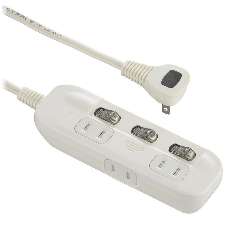 OHM（オーム電機） 電源タップ 交互コンセント 3個口 2m｜HS-TP32ADW22