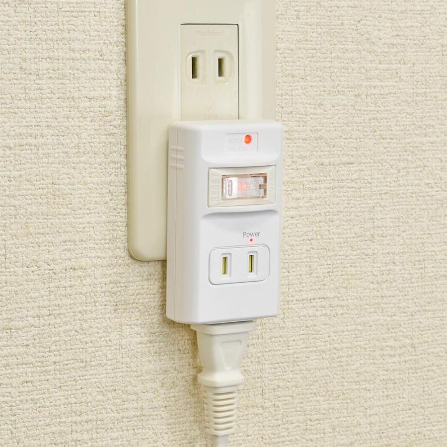 OHM（オーム電機） 電源タップ 2個口 発煙ガードスイッチ付タップ｜HS