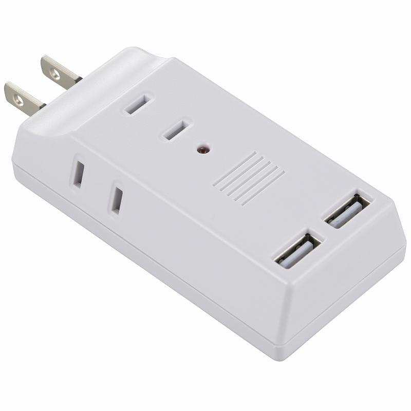 OHM（オーム電機） 電源タップ USB充電ポート付 雷ガード 3個口/2USB