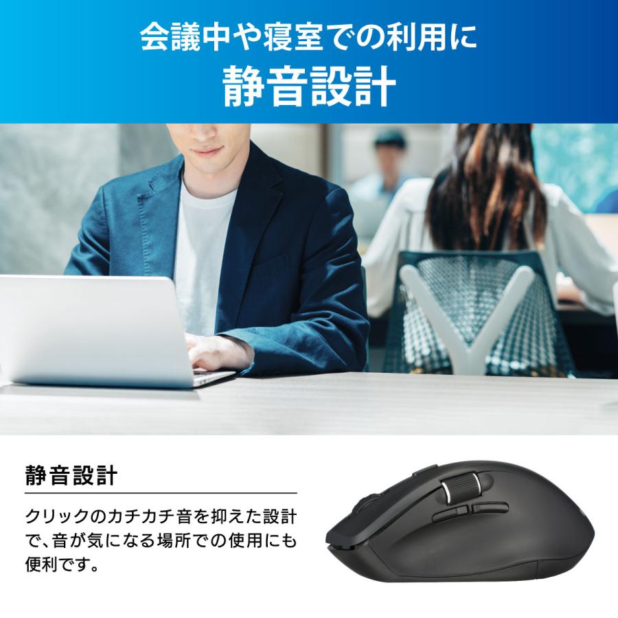 マウス ワイヤレス PCGEAR静音ワイヤレスマウス ブラック Mサイズ｜PC-SMBWM10 K 01-3600 オーム電機｜e-price｜04