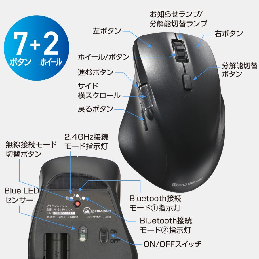 OHM（オーム電機） マウス ワイヤレス PCGEAR静音ワイヤレスマウス