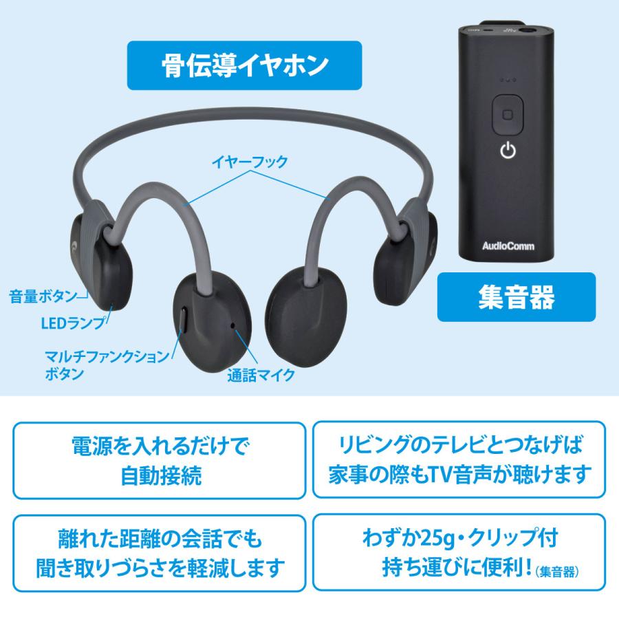 OHM（オーム電機） イヤホンマイク AudioComm 骨伝導イヤホン+集音器