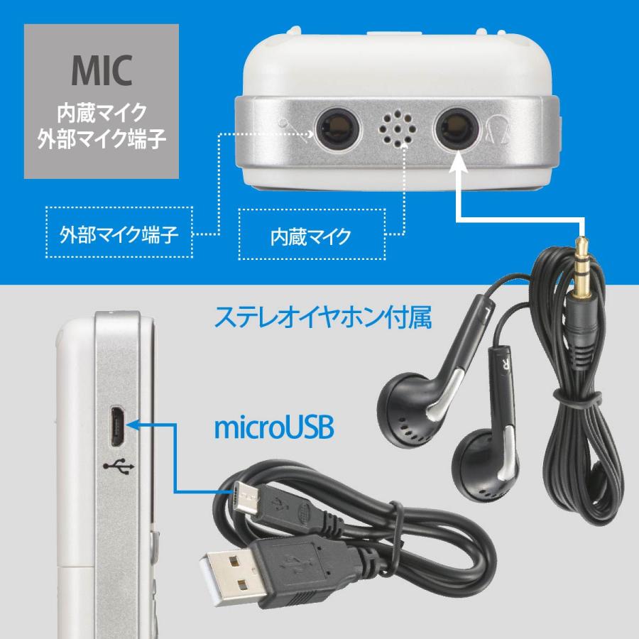 OHM（オーム電機） ICレコーダー デジタルICレコーダー 4GB ホワイト