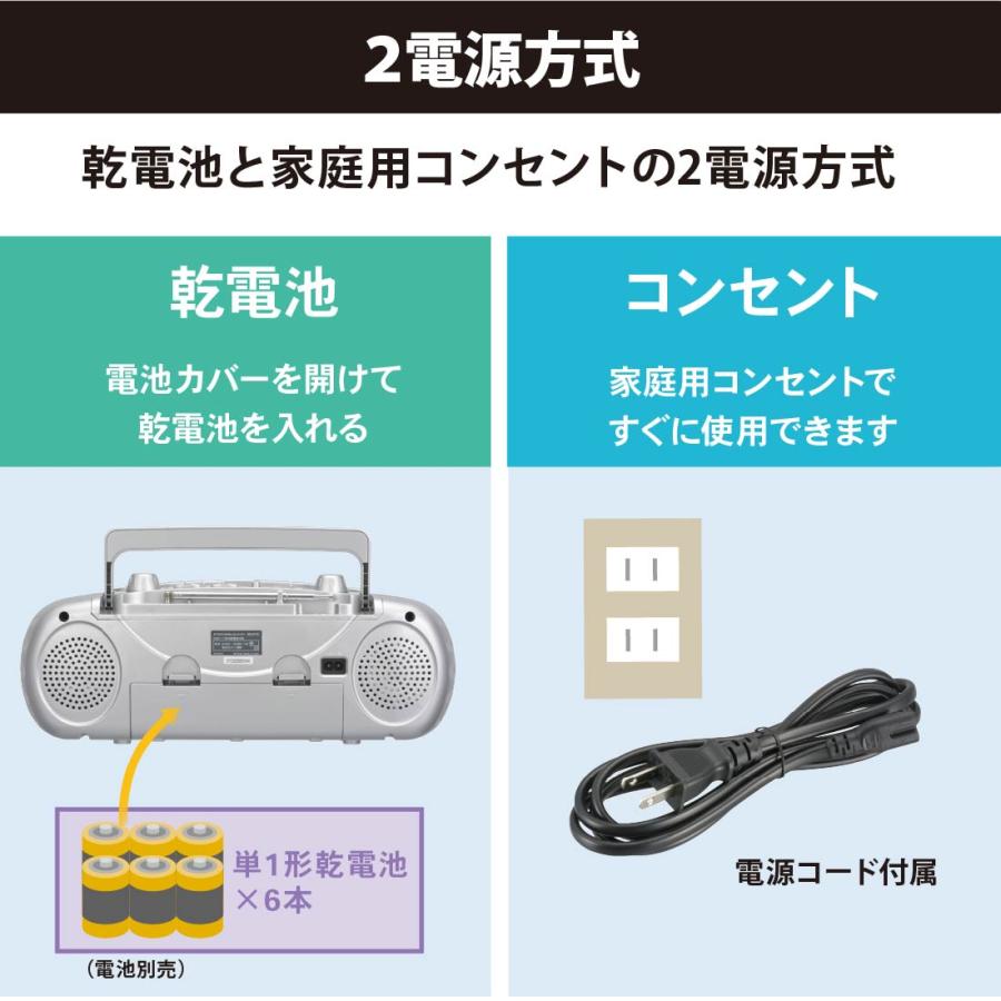 AudioComm ラジカセ ダブルラジカセ ラジオ カセットプレーヤー ダブル