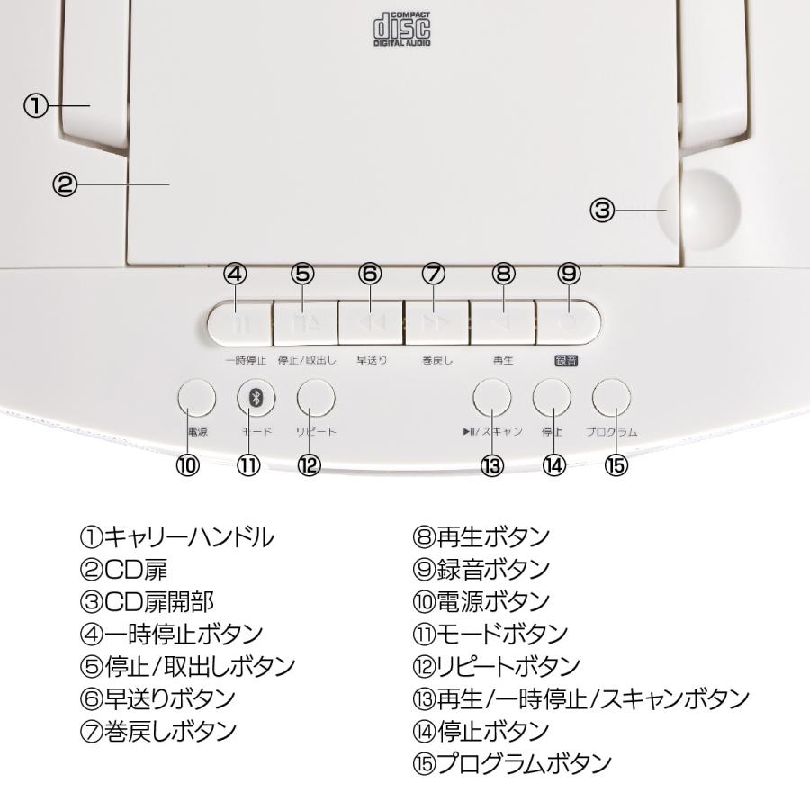 AudioComm CDラジカセ ホワイト｜RCD-720T 03-5045 オーム電機 : e