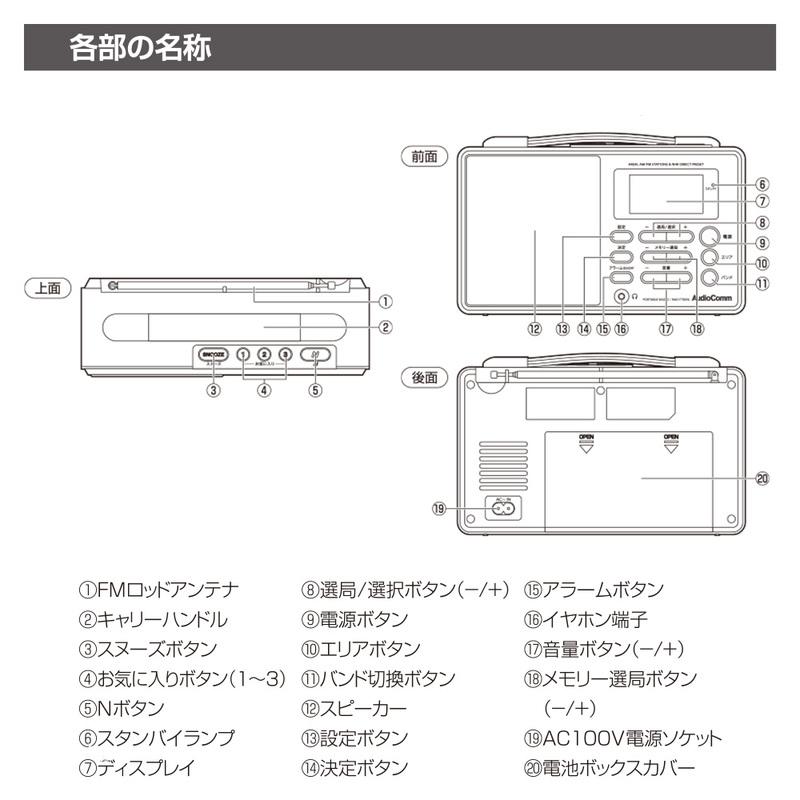 AudioComm Nラジオ ポータブル｜RAD-T700N 03-5700 オーム電機 : e