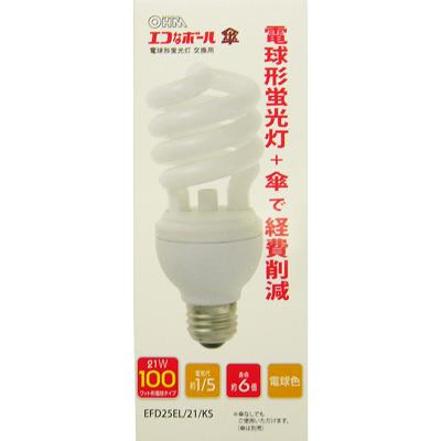エコなボール 電球形蛍光灯 スパイラル形 E26 100W相当 電球色 EFD25EL