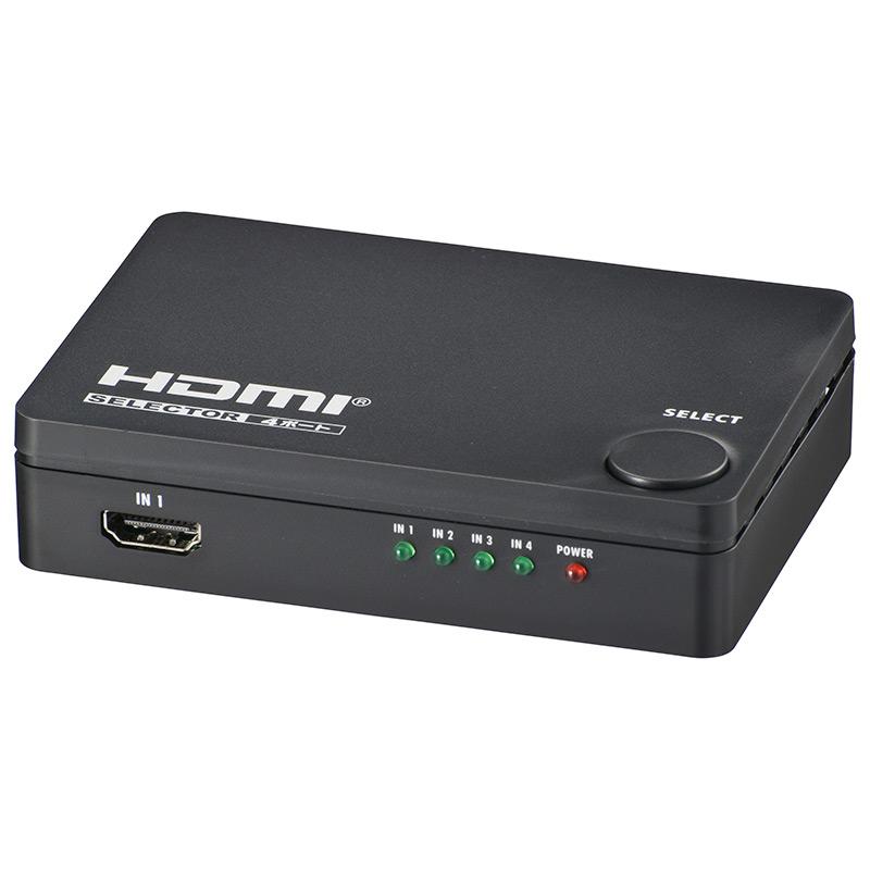 HDMIセレクター 4ポート 黒_AV-S04S-K 05-0577 新色追加 オーム電機 2年保証