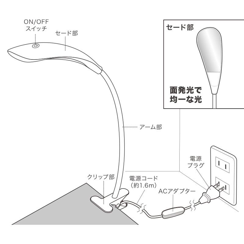 LEDクリップライト ブラック_LTC-N30AG-K 06-1682 OHM オーム電機｜e-price｜03