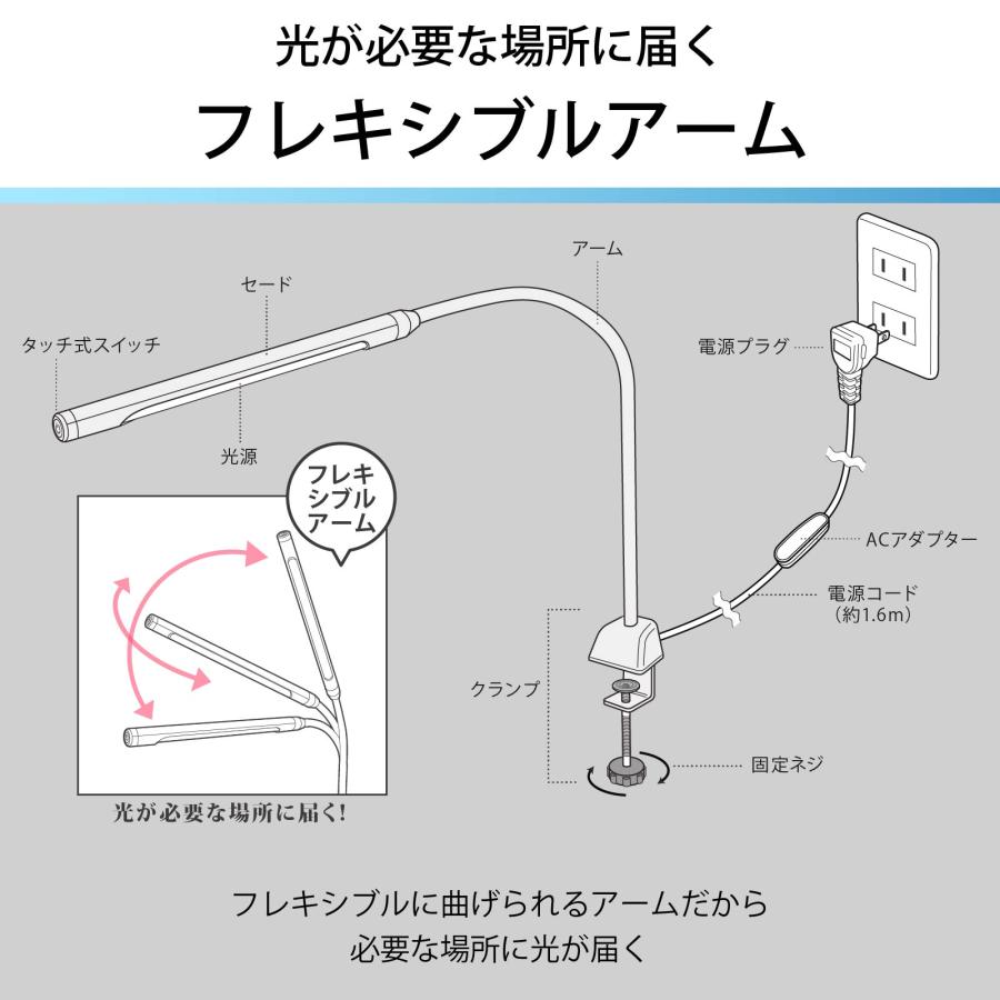 OHM（オーム電機） デスクライト LEDクランプライト 3段階調光 ホワイト デスクスタンド デスクランプ 明るさ調節｜OAL-LD42AG-W  06-3688 : e-プライス - 通販 - Yahoo!ショッピング