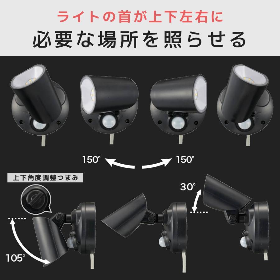 LEDセンサーライト コンセント式 1灯 人感センサー ライト 屋外