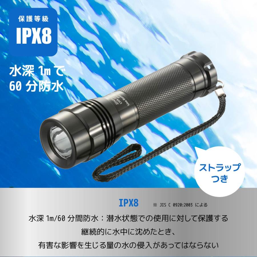 懐中電灯 防水LEDライト スパークルド ピュアビーム 500ルーメン