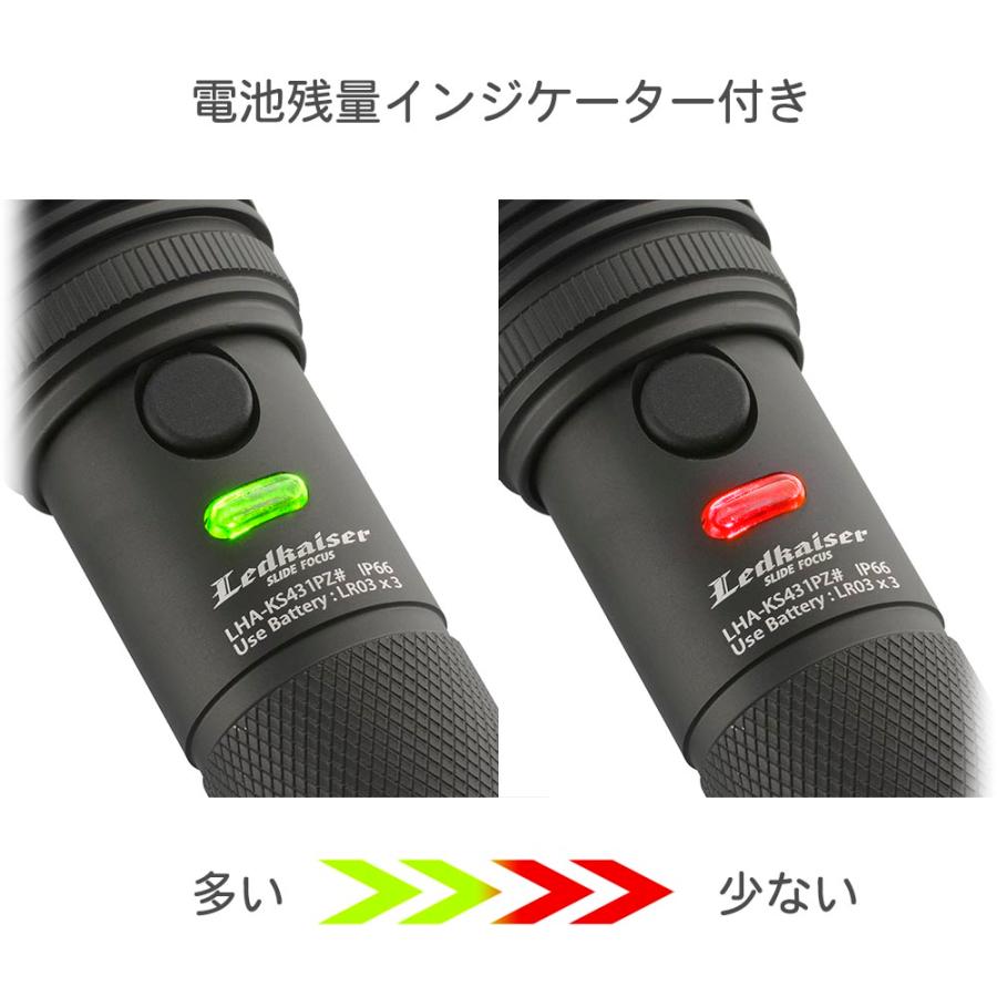 防水LEDズームライト700ルーメン LHA-KS431PZ-K2 [LED /単4乾電池×3