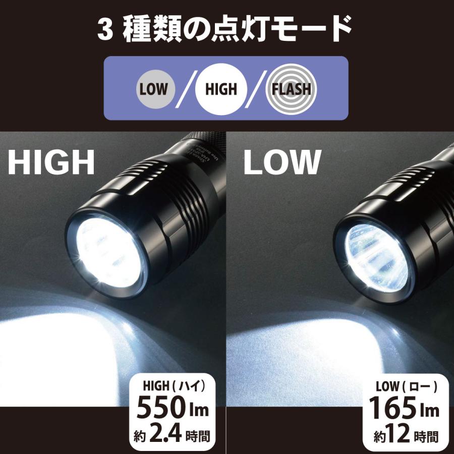 防水LEDライト スパークルド ピュアビーム 550ルーメン｜LHA-SP331-K2