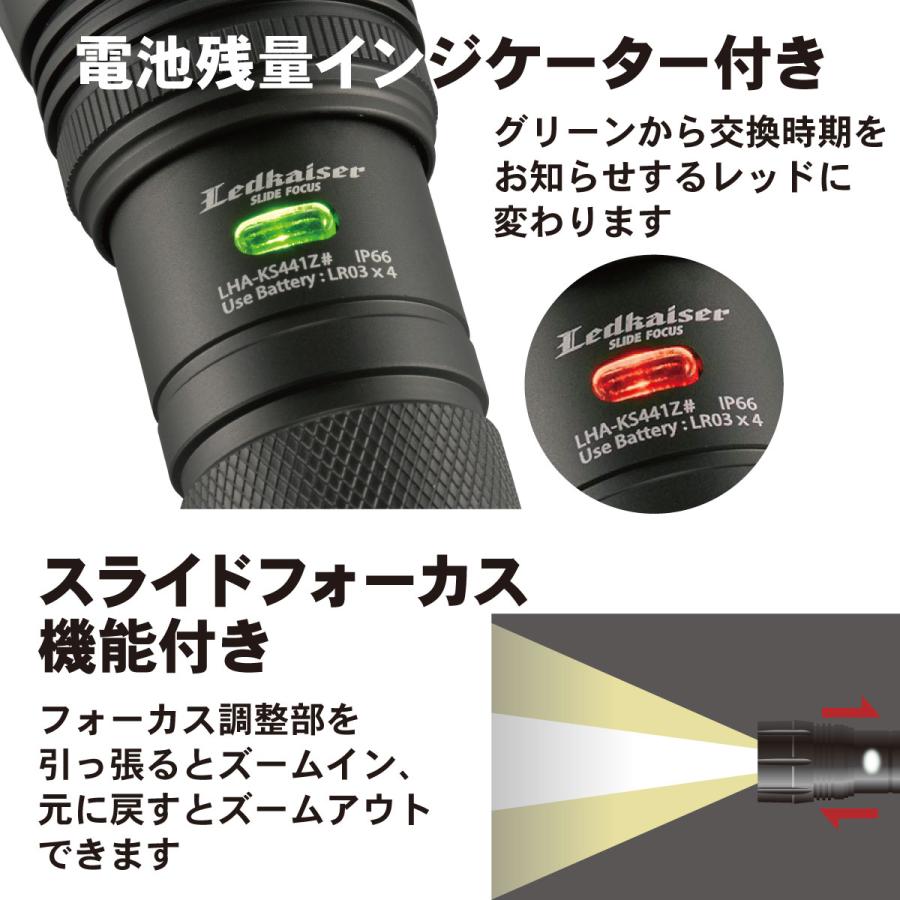 防水LEDズームライト レッドカイザー 1000ルーメン|LHA-KS441Z 防水LEDズームライト レッドカイザー 1000ルーメン|LHA-KS441Z