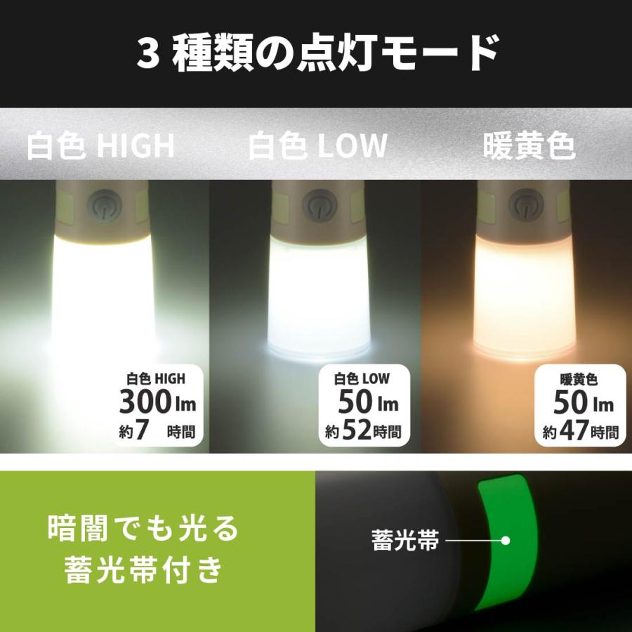 懐中電灯 LEDトーチライト&ランタン 300ルーメン｜LP-300AU-W 08-1339