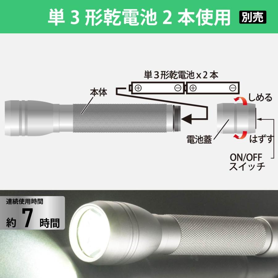 懐中電灯 LED ハンディライト ピュアビーム 220ルーメン アルミボディ