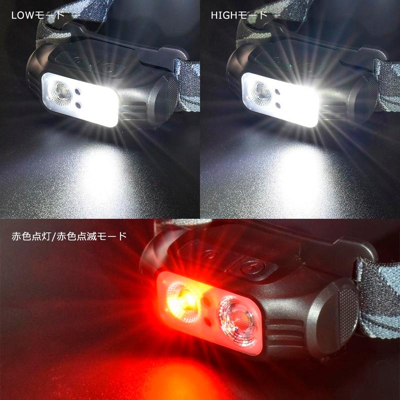 ヘッドライト モーションセンサー LEDヘッドランプ 防水 登山 釣り