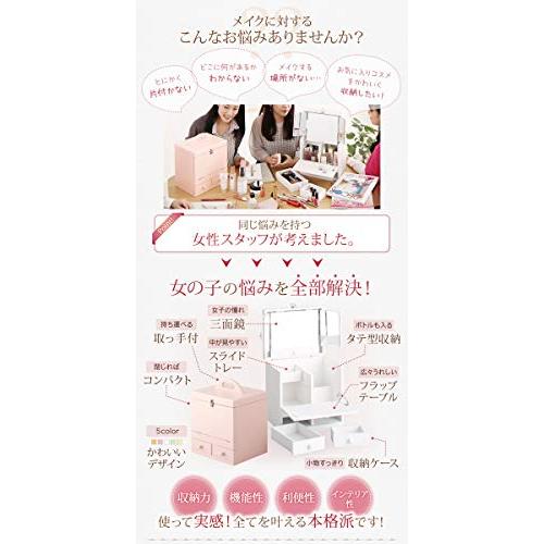 SEMI-TU ５色から選べる 三面鏡 メイクボックス コスメボックス メイクボックス 鏡付き メイクボ メイクボックス