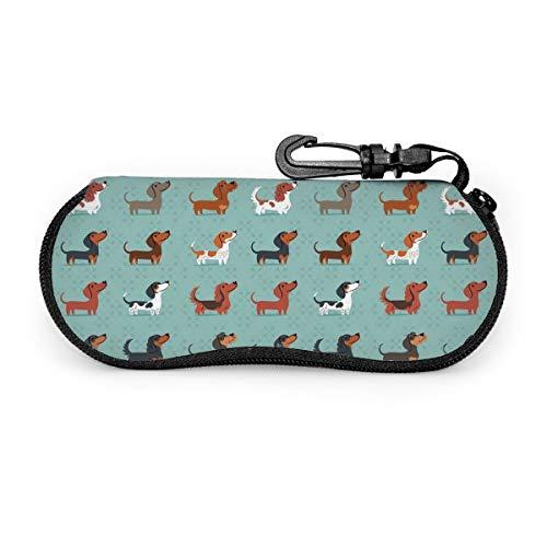 ダックスフンド絵 メガネバッグ 眼鏡 メガネ メガネ収納ケース サングラスボックス ジッパーメガネ サングラ?
