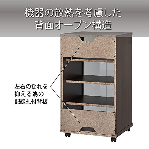 ハヤミ工産 オーディオラック ガラス扉付き 棚板3枚付属 キャスター付き ブラウン ES-525 