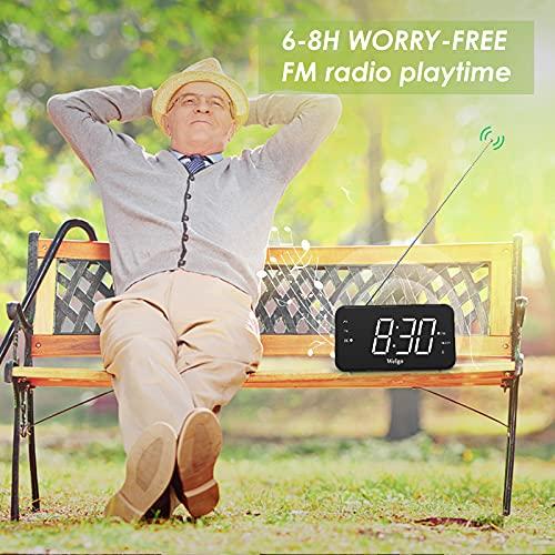 Welgo 充電式ポータブルFMラジオ目覚まし時計 睡眠タイマー付き 電池式目覚まし時計 調光機能付き デュアルアラ Welgo
