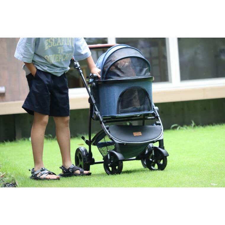 Hakusan(ハクサン) ドッグカート ファーストストローラーMINI (ワンサイズ， デニムブルー×ブラウン) 