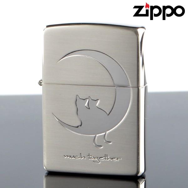 Zippo 2cat-ssb キャット＆ムーン Bタイプ猫 SV シルバーサテーナ エッチング ジッポライター