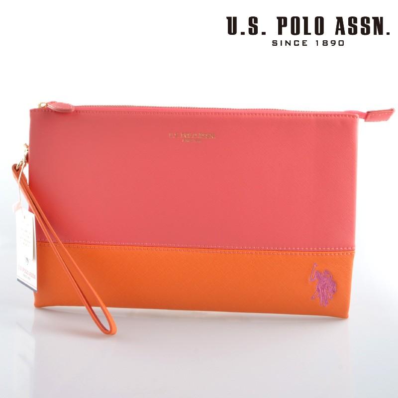 US POLO ASSN 686582 USPA-1903 pink orange サフィアノ クラッチ 
