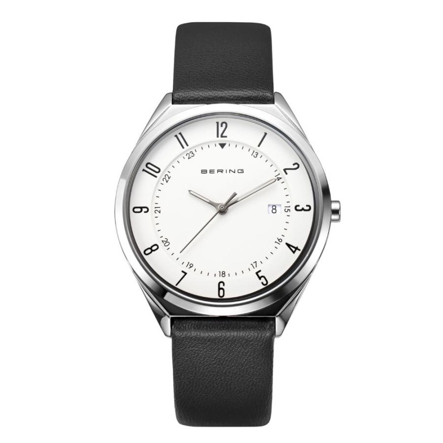 BERING ベーリング 18738-404 ルトラスリム レザーベルト ホワイト×ブラック【正規】 | BERING