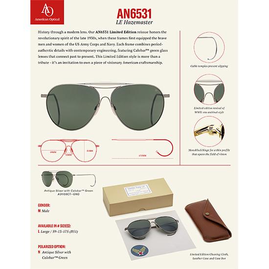 American Optical アメリカン オプティカル AN-6531 At.Silver/GN LE Hazemaster 限定生産 ティアドロップタイプ サングラス 日本未発売 正規取扱店 | AMERICAN OPTICAL | 10