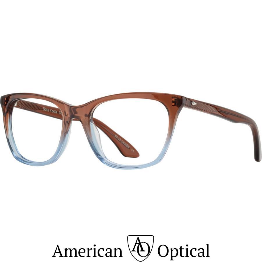 American Optical アメリカン オプティカル Nora ノラ Col.4 Cocoa Denim 茶×クリアブルー ウェリントンタイプ メガネ 正規取扱店 | AMERICAN OPTICAL