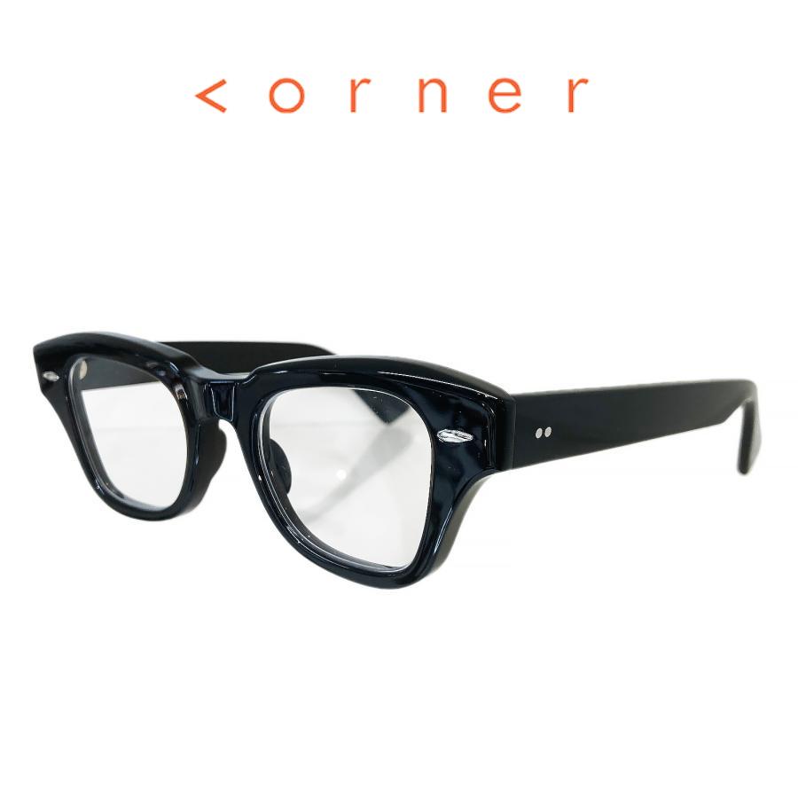 corner コーナー Pre W.F プレW.F Col.1 Record Black 黒 / Clear Flat Lenses スクエアタイプ 正規取扱店 | corner