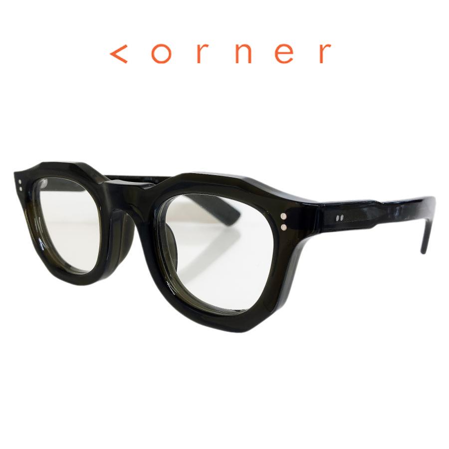 corner コーナー French Arnel フレンチアーネル Col.3 Olive / Clear Flat Lens ウェリントン メガネ 正規取扱店 | corner
