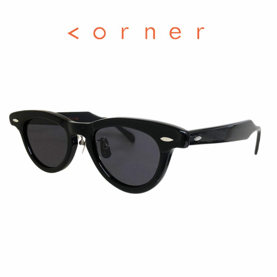 corner コーナー Night Bird ナイトバード Col.0 Black / Gray Flat Lenses フォックスタイプ サングラス 正規取扱店 | corner